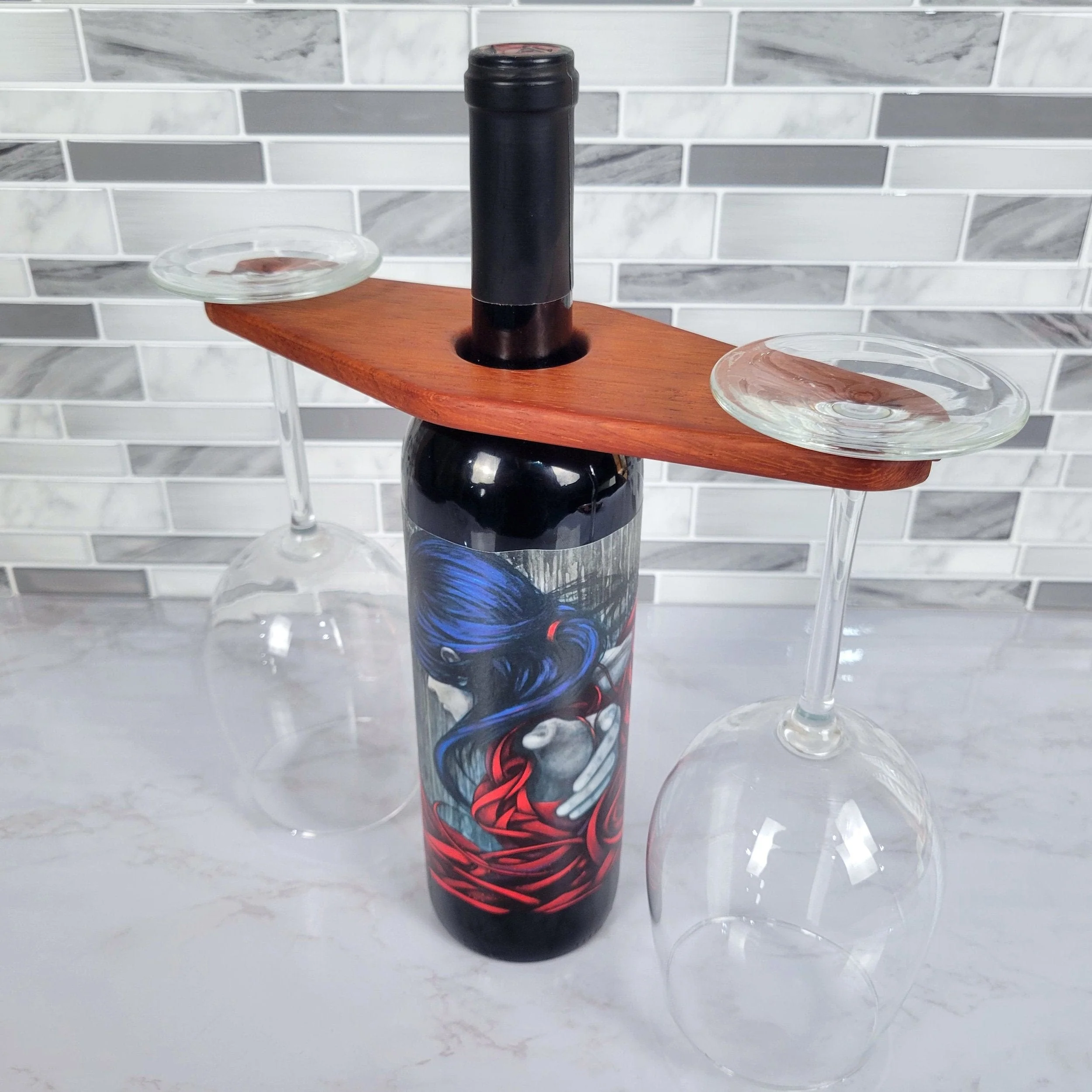 Compact Classic Wine Caddy | African Padauk - Image 2