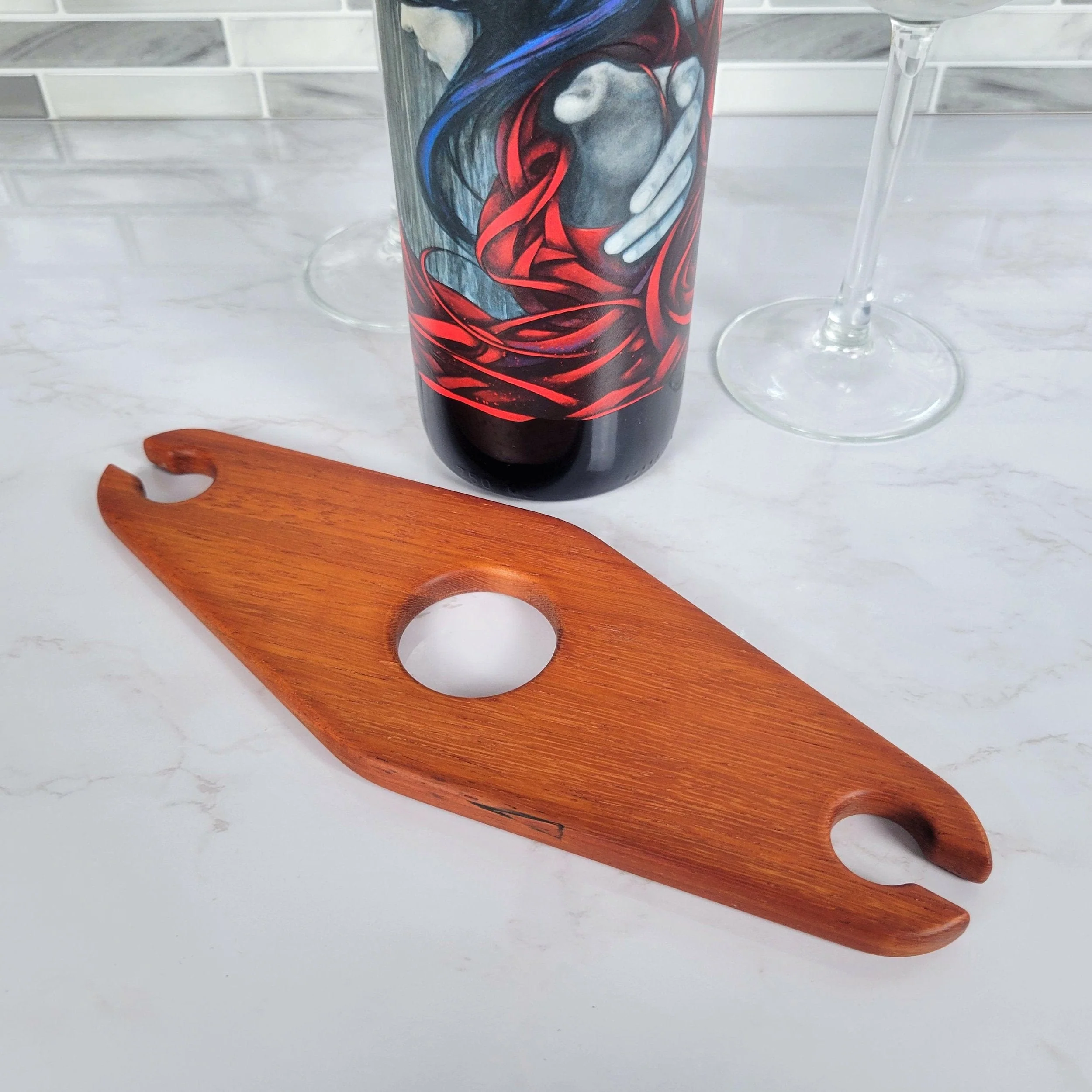 Compact Classic Wine Caddy | African Padauk - Image 4