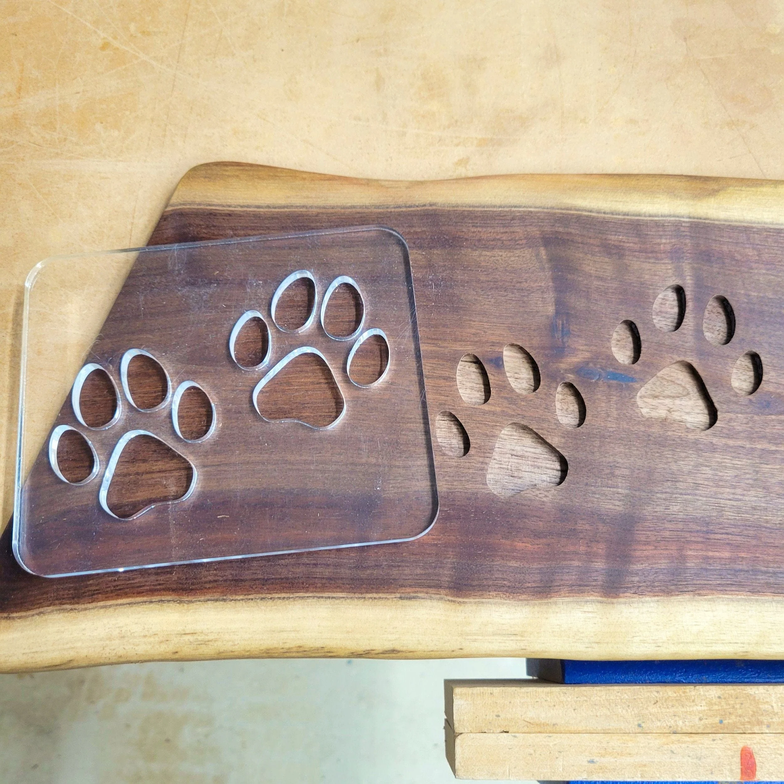 Double Paw Print Inlay Acrylic Router Template - Image 4