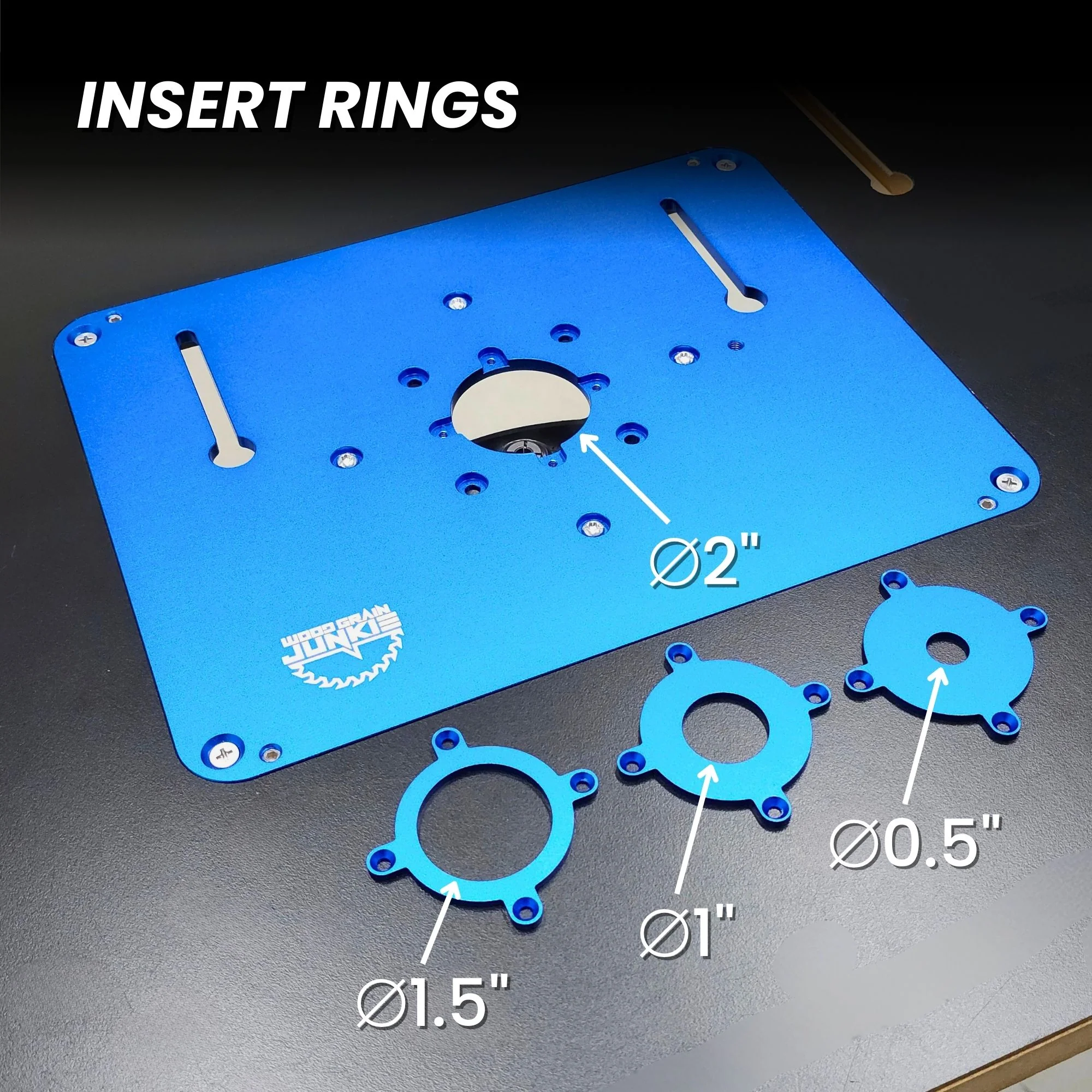DualFit Pro® Aluminum Router Insert Plate With Insert Rings - Fits Full-Size and Trim Routers - Image 5