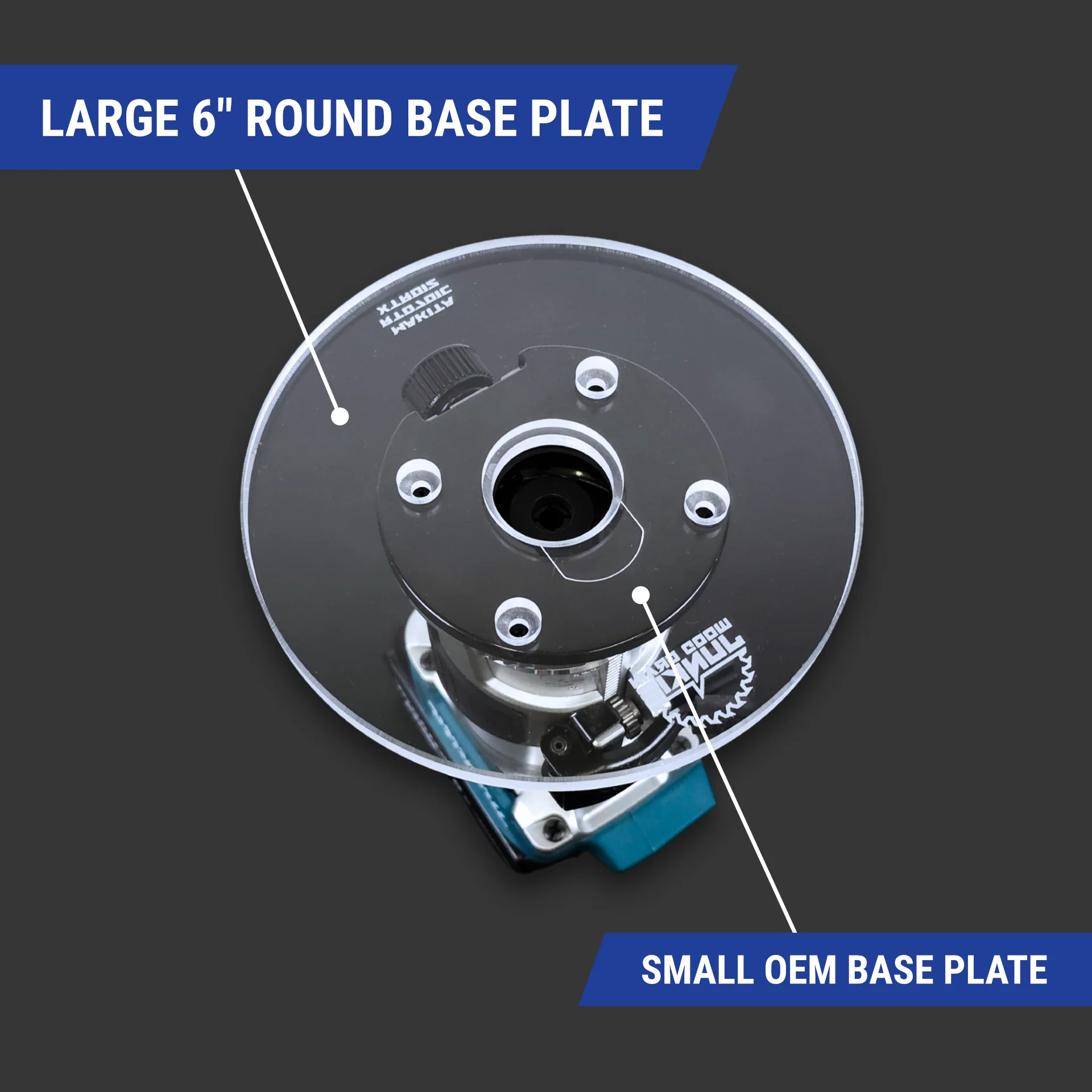 TrimFit Pro® 6 inch ROUND Router Base Plate for Makita RT0701C and XTR01Z - Image 3