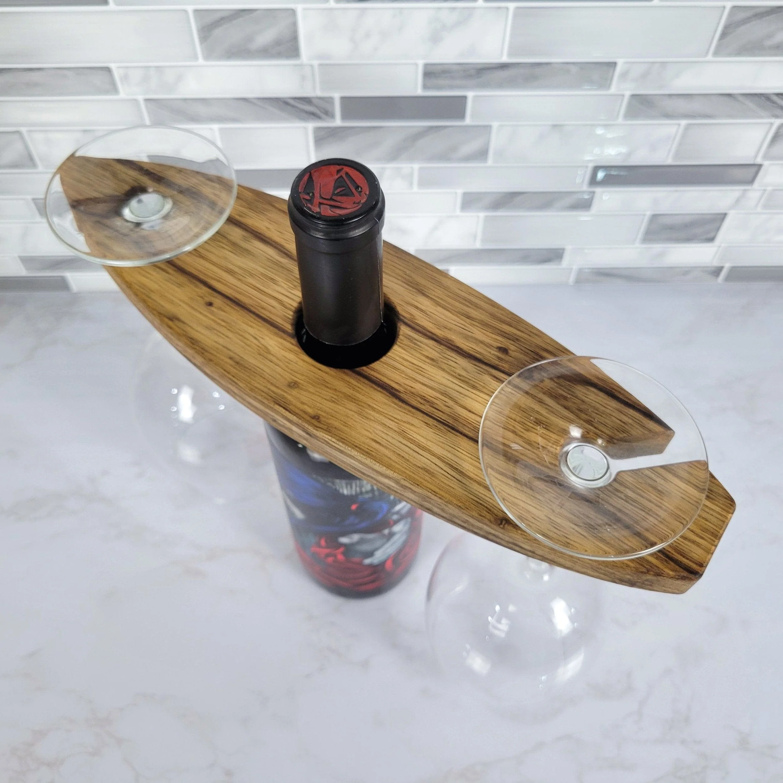 Surfboard Wine Caddy | Black Limba