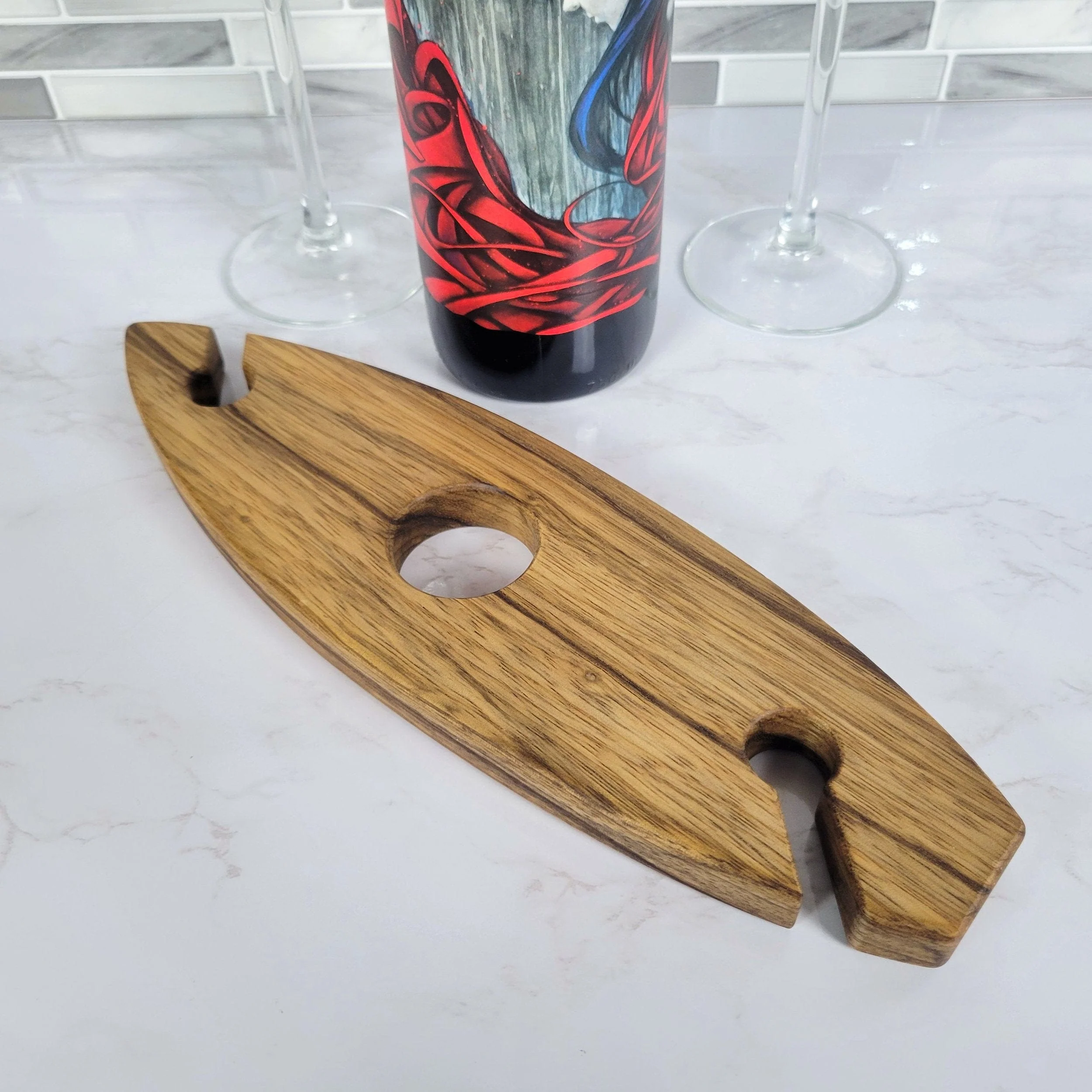 Surfboard Wine Caddy | Black Limba - Image 5