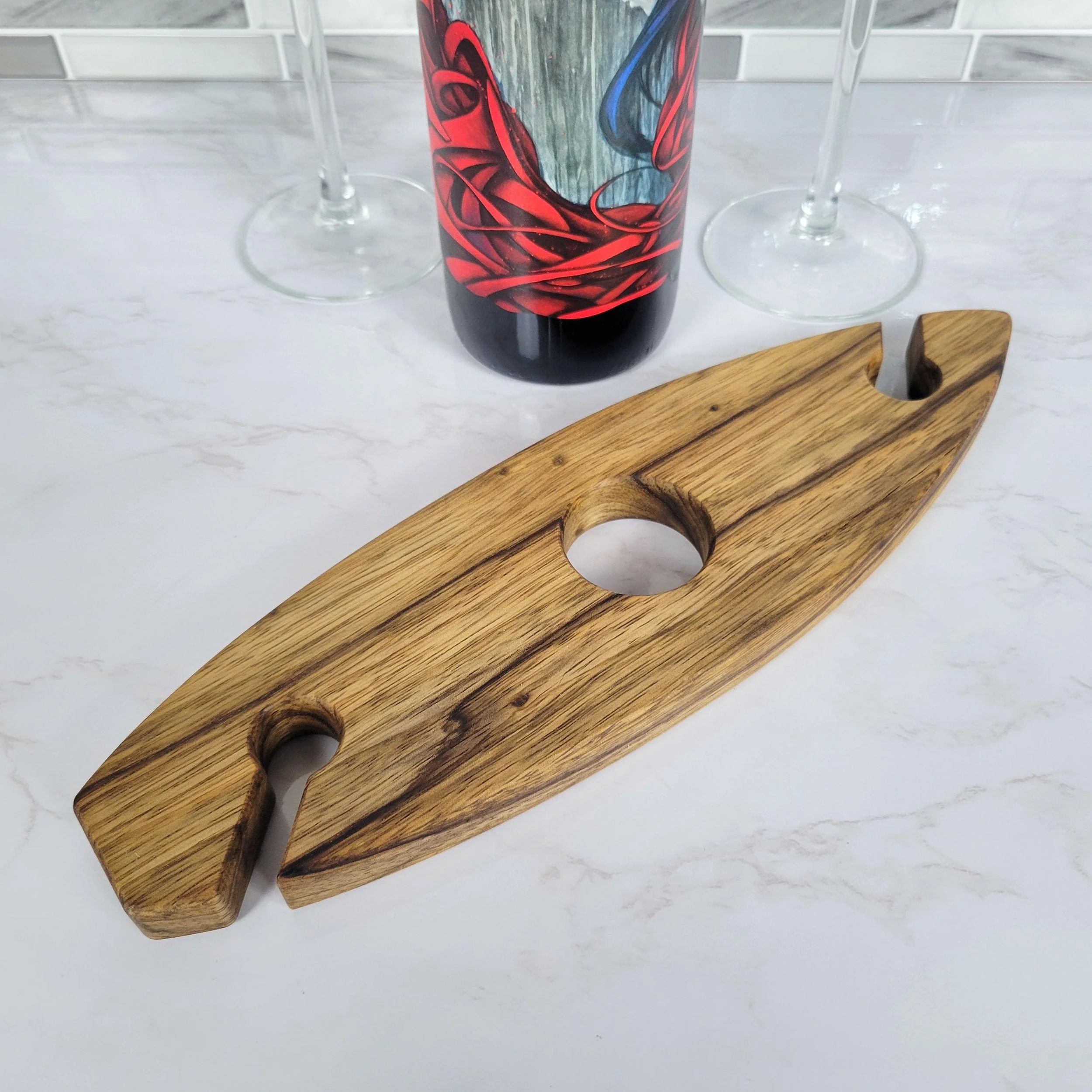 Surfboard Wine Caddy | Black Limba - Image 7