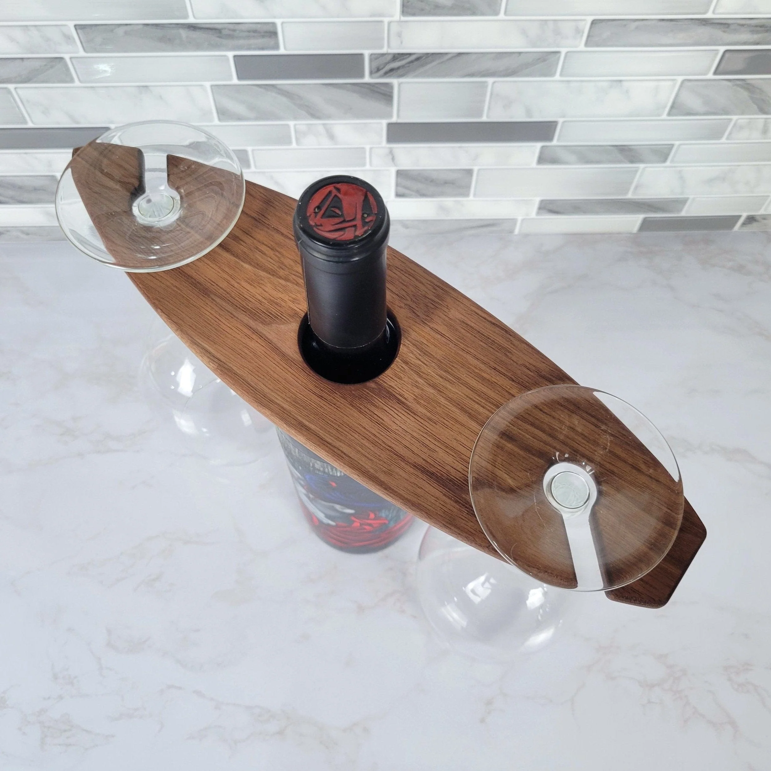 Surfboard Wine Caddy | Black Walnut