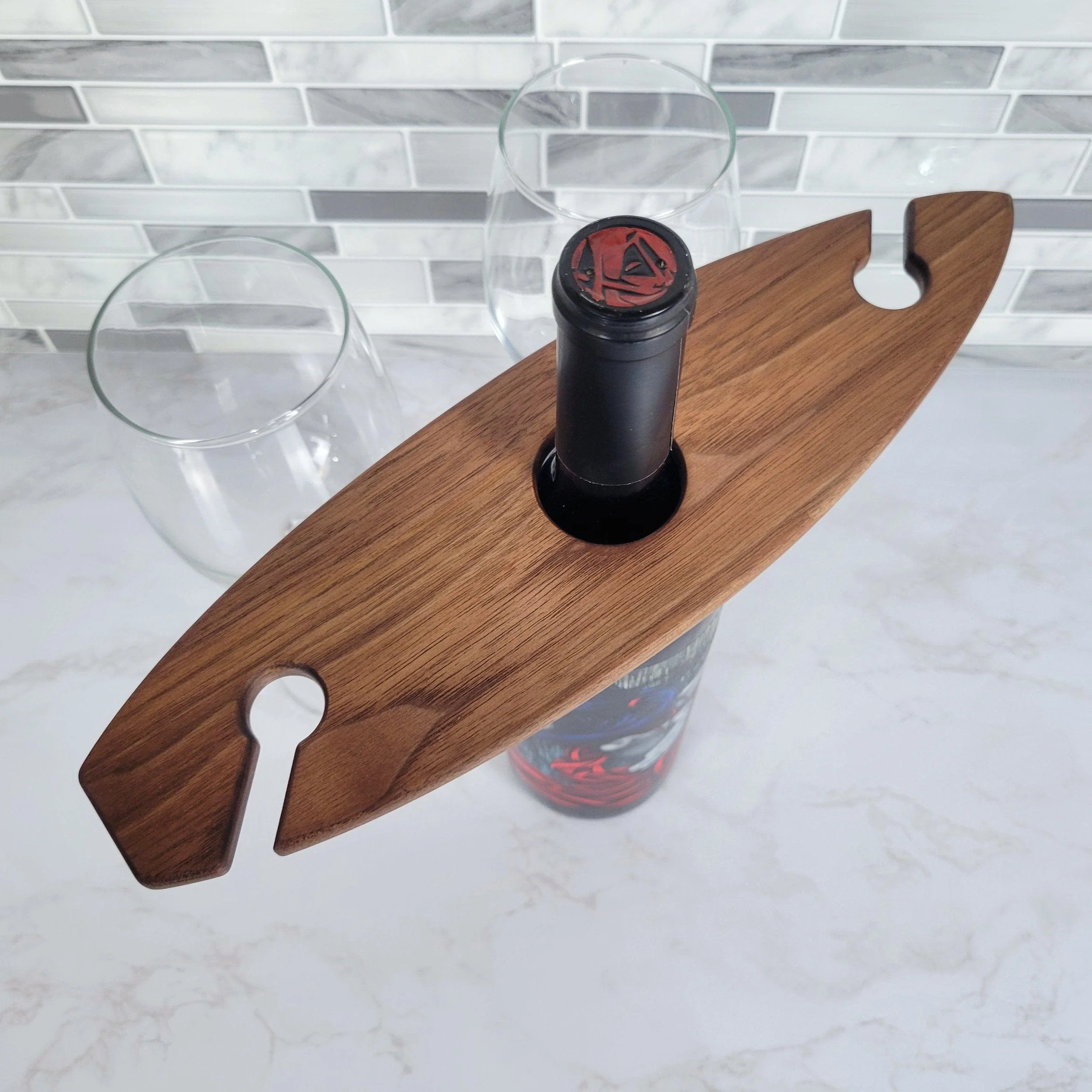 Surfboard Wine Caddy | Black Walnut - Image 3